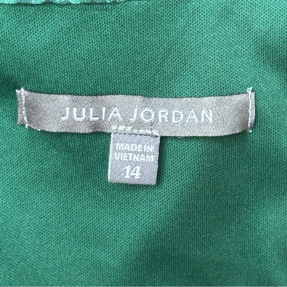 Julia Jordan Green Tie Neck Satin Midi Dress Size 14 - Picture 9 of 16